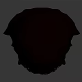 Stylized 3D Female Character Head With Brown Short Hair Purple Eyes And Yellow Eyeshadow