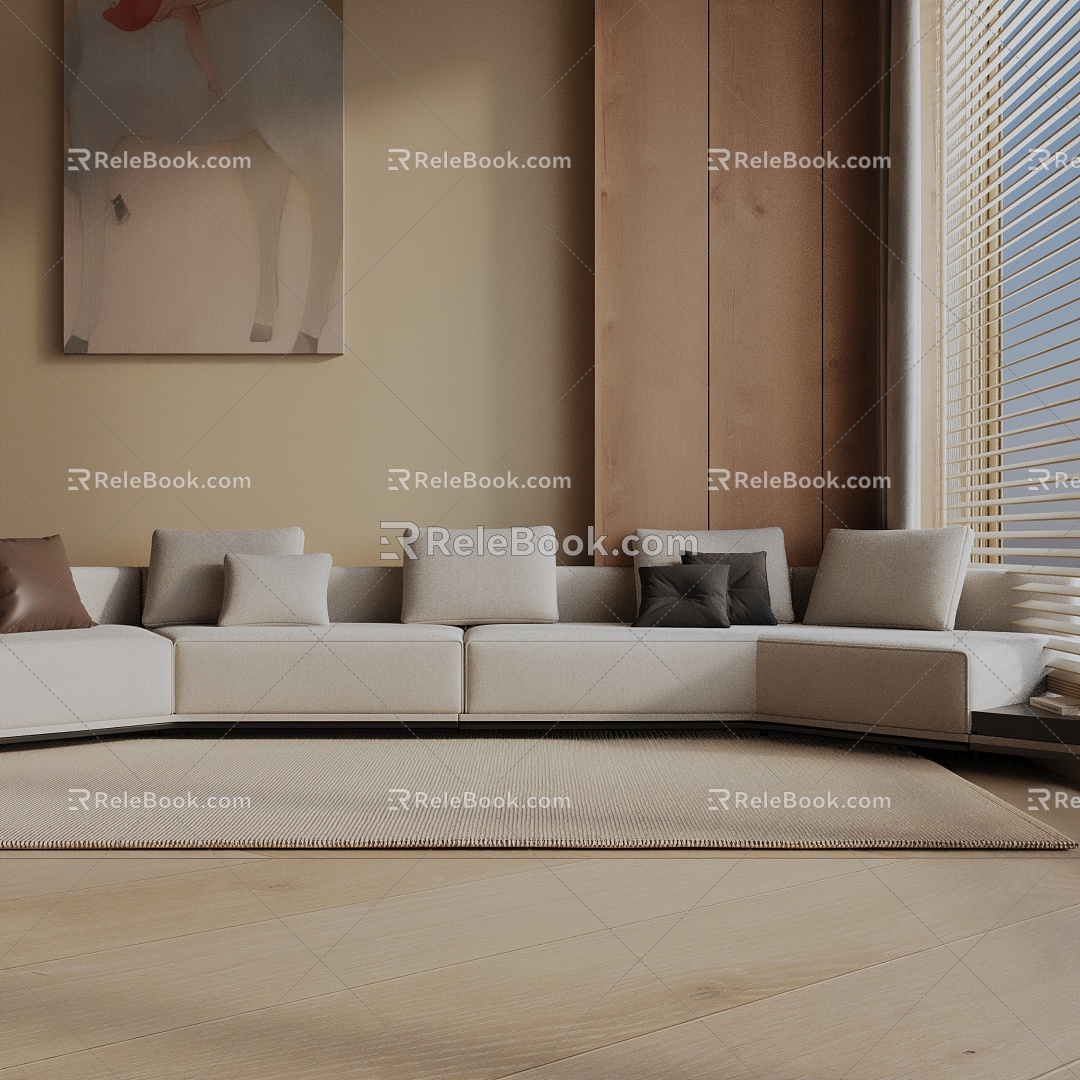 Three-seat sofa 3d model