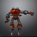 Futuristic Red Mechanical Robot With Silver Arms Legs And Metallic Body Standing Pose
