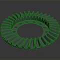 Gray Metal Mechanical Gear With Toothed Edges And Central Holes Design