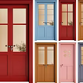 Stylish Double Doors in Various Colors and Glass Panel Designs for Home
