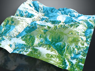 Garden Landscape 3D Terrain Model With Green Vegetation White Areas And Undulating Design 3d model