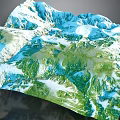 Garden Landscape 3D Terrain Model With Green Vegetation White Areas And Undulating Design