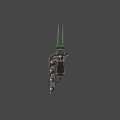 Futuristic Mechanical Weapon With Purple Cylinders Green Components And Metal Frame