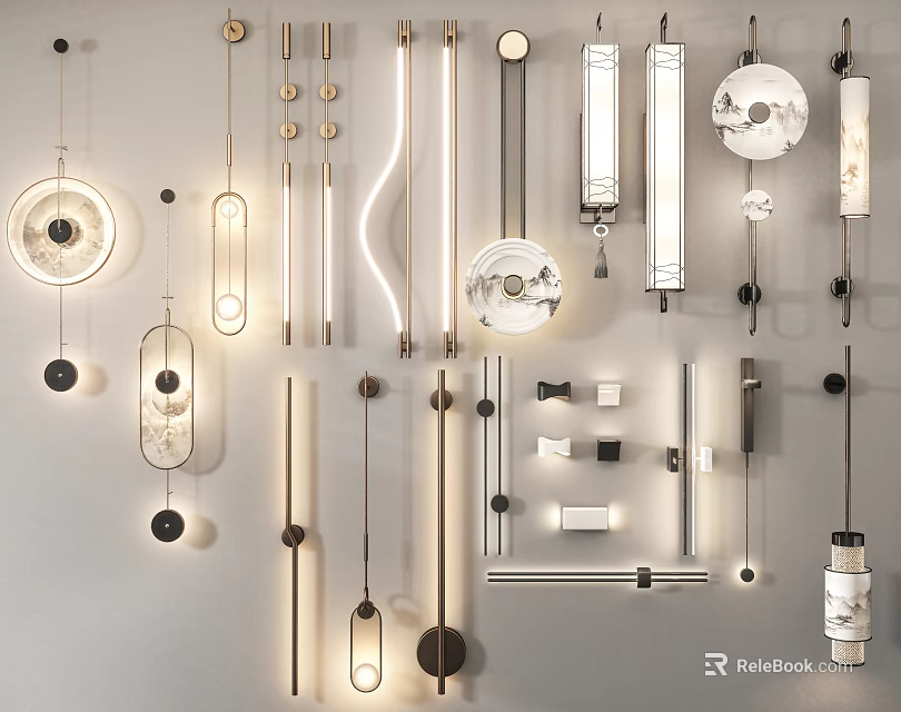Modern Creative Wall Lights With Various Stylish Designs For Indoor Decoration 3d model