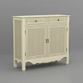Light Colored Entryway Console Cabinet With Classic Design Two Doors And Curved Legs 3d model