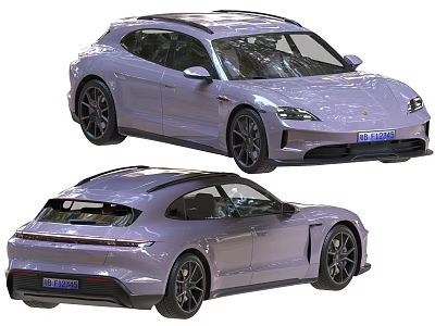 Purple Porsche Sporty Wagon With Aerodynamic Sleek Exterior Design And Modern Styling 3d model