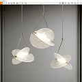Modern Textured Glass Pendant Lights With Organic Leaf Shapes Metal Brackets Illuminated In Gray Background