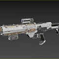 Futuristic Sci Fi Weapon With Scope Glowing Blue Lights Metallic Silver Body And Ergonomic Grip