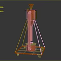Orange Industrial Equipment With Conical Top Vertical Cylindrical Section And Metal Frame On Wheels