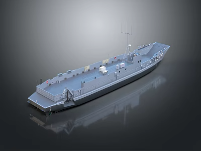 3D Model of Modern Water Transport Ship With Deck Antenna and Gray Structure Design 3d model