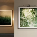 Abstract Paintings In Green And White Tones With Textured Brushstrokes For Wall Decor