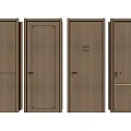 Wooden Swing Doors In Different Styles With Classic Frames And Handles 3d model