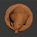 Vibrant Orange Standing Bear Statue With Open Mouth On Textured Base