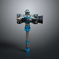 Blue Mechanical Weapon With Barrel Support Structure And Metal Components Design