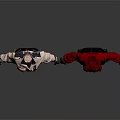 Women's Fashion Outfits With Beige Red Tops Black Pants Suspenders And Gloves