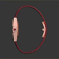 Stylish Red Strap Watch With Gold Case And Diamond Accents