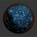 Blue Textured Decorative Crystal Stone Ornament With Wooden Base For Home Decoration