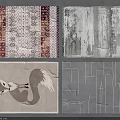 Various Square Rugs With Geometric Patterns Fox Design Abstract Texture And Line Art 3d model