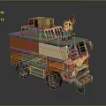 Orange And Beige Truck With Roof Platform Railing Cargo Box And Small Figure