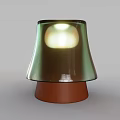 Modern Table Lamp With Green Metallic Shade And Brown Ceramic Base