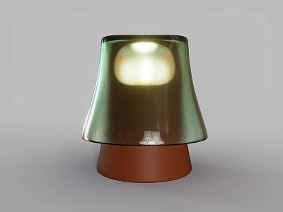 Modern Table Lamp With Green Metallic Shade And Brown Ceramic Base 3d model