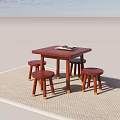 Square table stool 3d model