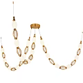 Modern Gold Pendant Lights with White Oval Shades Hanging In Contemporary Design