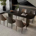 Modern Dining Table And Fabric Chairs In Contemporary Living Room With Rug