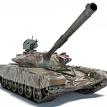 Military Armored Tank Featuring Camouflage Paint Long Cannon Turret And Tracks