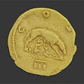Everyday Life Essential Golden Coin With Wolf Pattern And Intricate Symbols For Daily Use