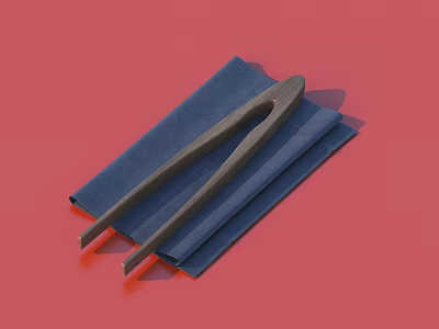 Wooden Tea Clip On Blue Cloth With Red Background For Tea Ceremony Accessories 3d model