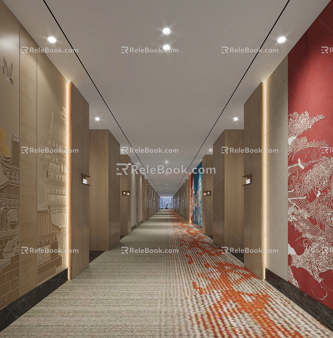 New Chinese Hotel Room Aisle 3d model