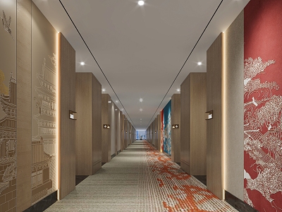 New Chinese Hotel Room Aisle 3d model