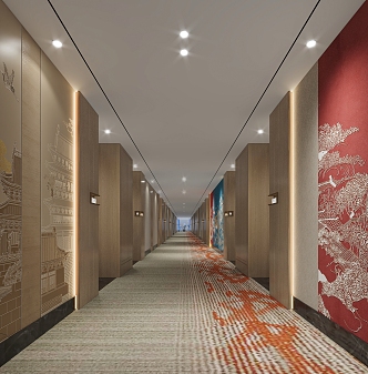 New Chinese Hotel Room Aisle 3d model