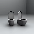 Two Modern Gray Toilets With Open Lids In Minimalist Setting 3d model