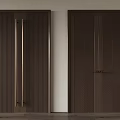 Dark Wooden Interior Doors With Vertical Metal Handles And Herringbone Pattern 3d model