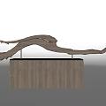 Modern Natural Wooden Ornamental Decor Combination With Curved Branch And Rectangular Base