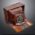 Vintage Red Folding Camera Classic Electronic Appliance With Retro Design