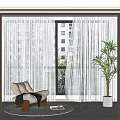 Modern Balcony Lazy Sofa Window Screen Curtain 3d model