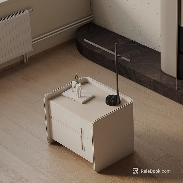 Stylish White Side Table with Drawers Minimalist Design Indoor Decorative Items 3d model 