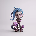 Stylish Collectible Doll With Blue Hair Purple Eyes And Purple Accessories