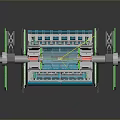 3D Model of Industrial Mechanical Device With Green Panels And Internal Components