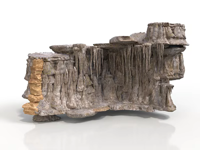 Realistic Natural Rock Formation Scene Component With Stalactites Stalagmites And Textured Details 3d model