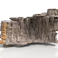 Realistic Natural Rock Formation Scene Component With Stalactites Stalagmites And Textured Details