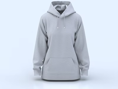 Loose Fit Gray Hoodie With Drawstrings Front Pocket Casual Everyday Wear 3d model
