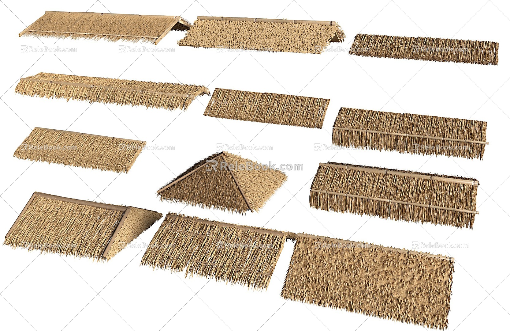 Thatched Eaves Roof Grass Shed Canopy 3d model