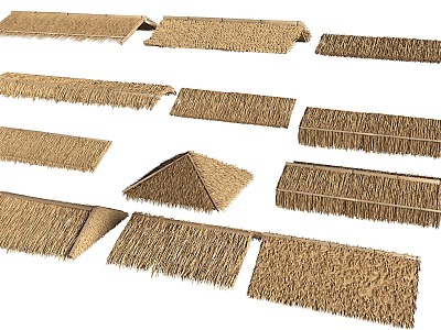 Thatched Eaves Roof Grass Shed Canopy 3d model