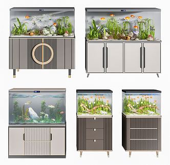 Light Luxury Fish Tank Fish Tank Aquarium Grass Tank Fish Tank Landscape Grass Fish Tank Plant Ornaments 3d model