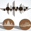 Abstract Geometric Wall Decor with Circular Mountain Patterns and Brown Accents 3d model